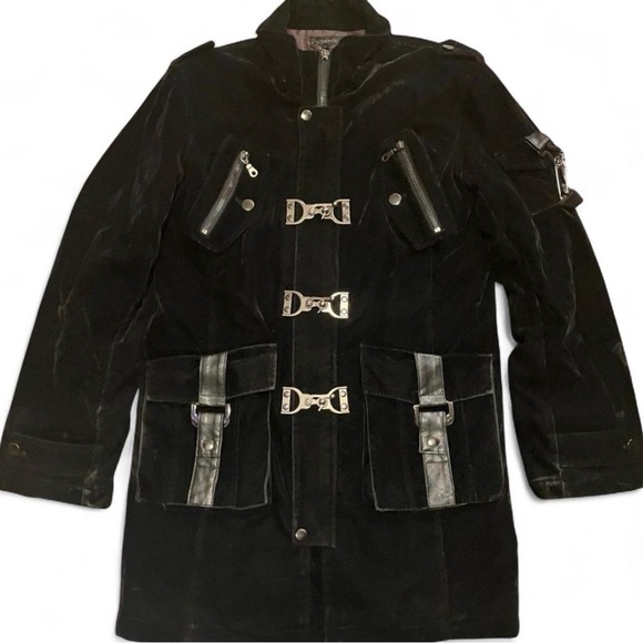 Japanese Brand Other - Vintage Japanese Brand Velvet Cyberpunk Goth Clasp Jacket